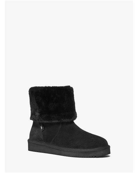 michael michael kors julia faux fur trimmed suede boot|Michael Kors Julia Faux Fur Trim Suede Boot in Black .